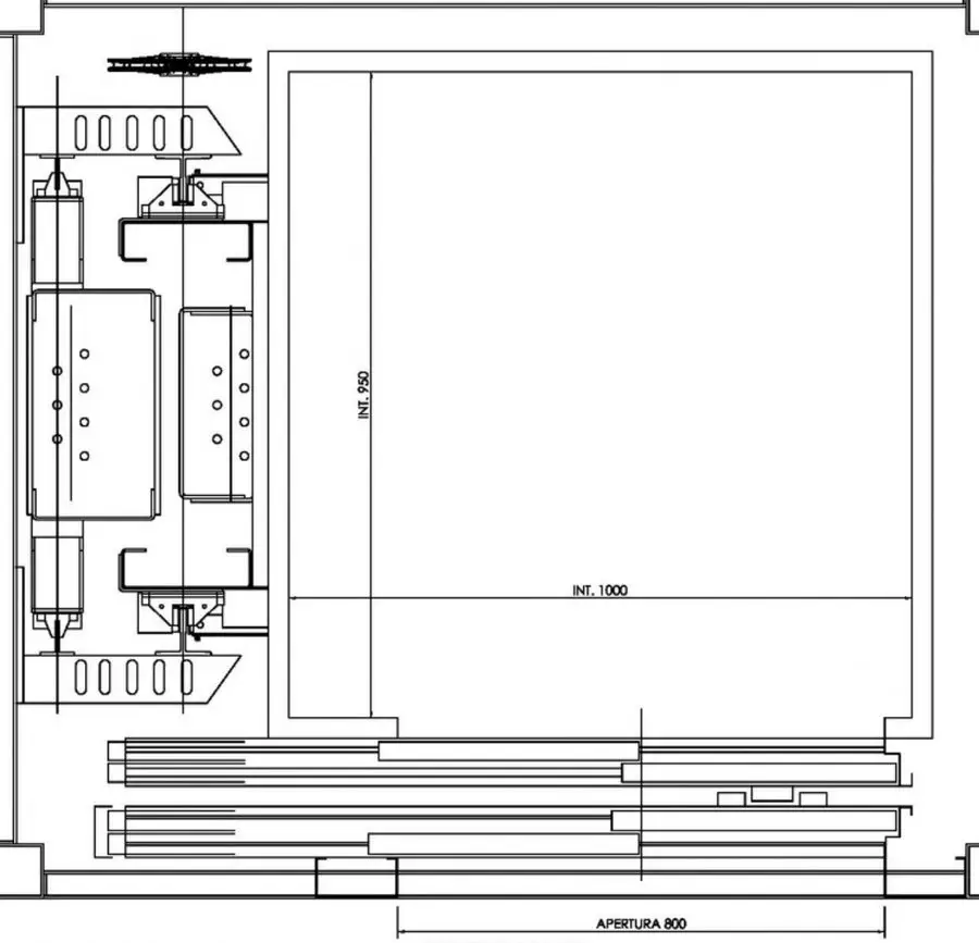 Pianta tipo: MRL laterale a sedia 480/630 kg, tiro 1:1